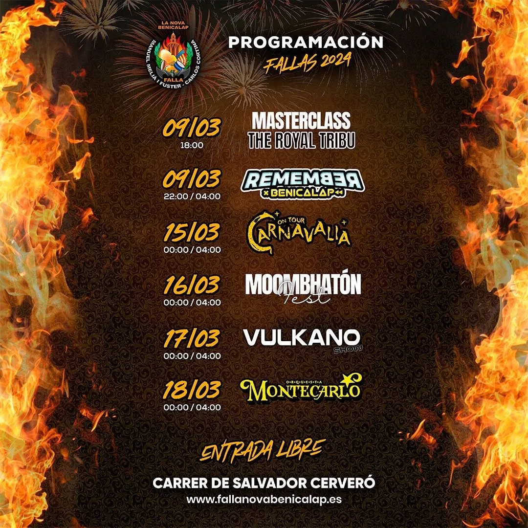 Conciertos y verbenas de Fallas 2024 valencia