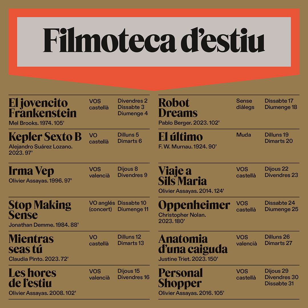 Programación Filmoteca d’Estiu 2024 valencia